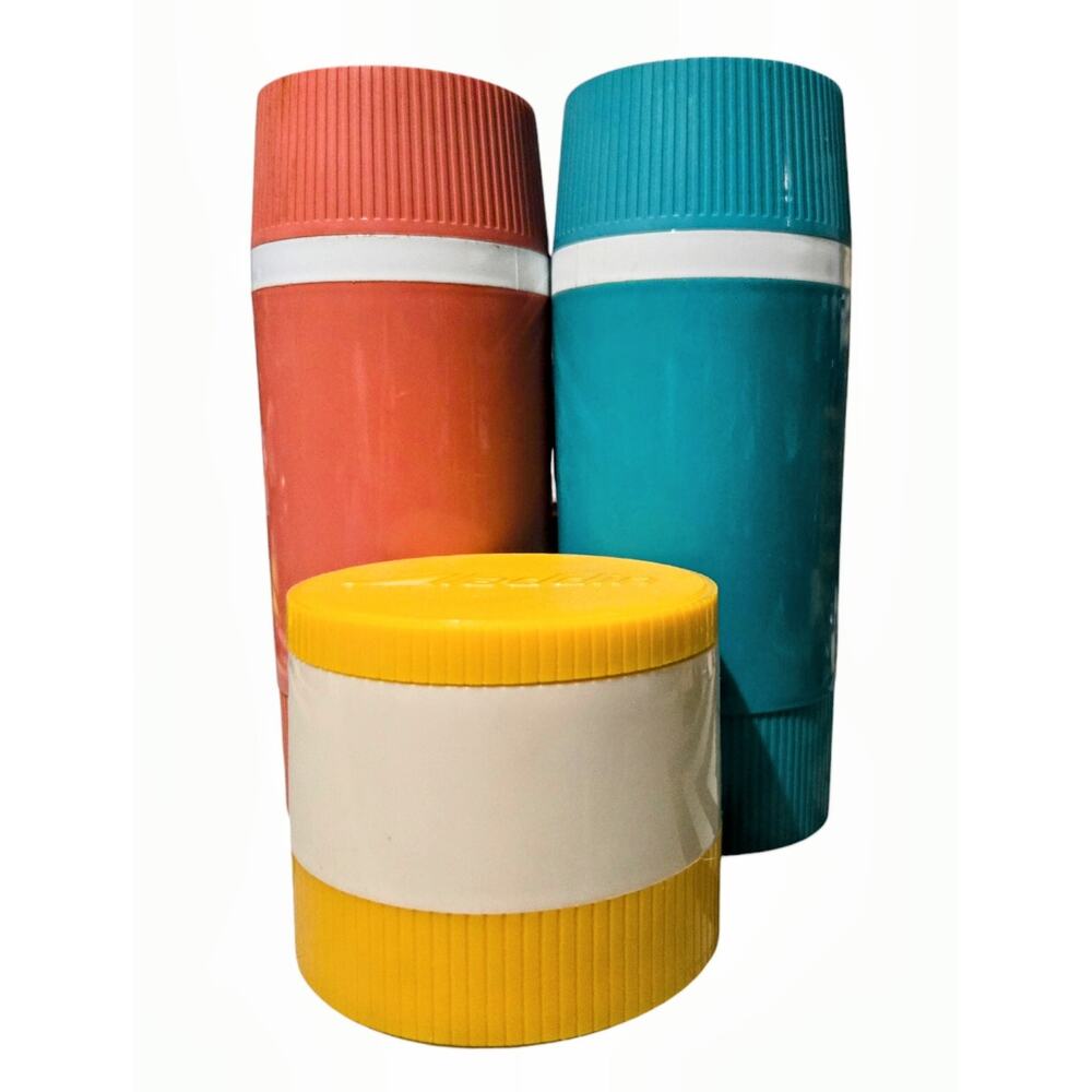 Vintage Thermos 70s Gott Aladdin Plastic Insulated Travel Camping Decor Lot of 3